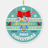 Name des Babys First Christmas Unisex Keramik Ornament (Hinten)