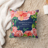Name des Babys Modernes Aquarellfarben-Navy-Floral Kissen (Decke)