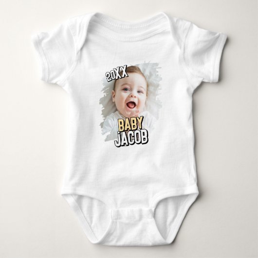 Name des Babys Modernes, einfaches Grunge Custom B Baby Strampler (Vorderseite)
