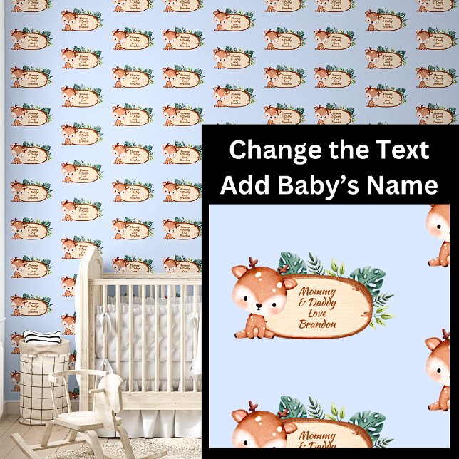 Name des Babys, Text-Phrase, Cute Baby Deer-Zeiche Tapete (Von Creator hochgeladen)