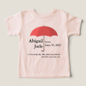 Name des Babys und Datum unter Red Umbrella (Design Vorderseite)
