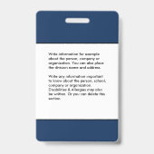 Name des Bar für Berufliche Mitarbeiter in der Sch Ausweis (Rückseite)