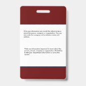 Name des Bar für das Logo des benutzerdefinierten Ausweis (Rückseite)