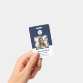 Name des Barcode-Firmenlogos für moderne Navy Blue Ausweis (Handheld)
