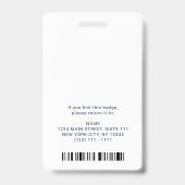 Name des Barcode-Firmenlogos für moderne Navy Blue Ausweis (Rückseite)