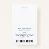 Name des Barcode-Firmenlogos für moderne Navy Blue Ausweis (Rückseite)