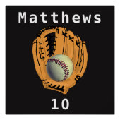 Name des Baseball-Mitts und des Handschuhs Poster (Vorderseite)