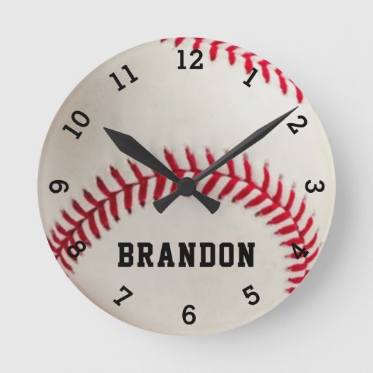 Name des Baseball-Players Personalisiert Runde Wanduhr (Vorderseite)