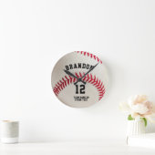 Name des Baseball-Players Personalisiert Runde Wanduhr (Zuhause)