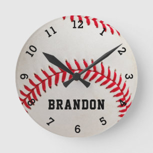 Name des Baseball-Players Personalisiert  Runde Wanduhr