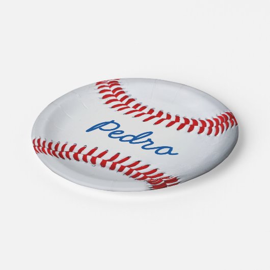 Name des Baseball-Spielers Personalisiert Pappteller (Schrägansicht)
