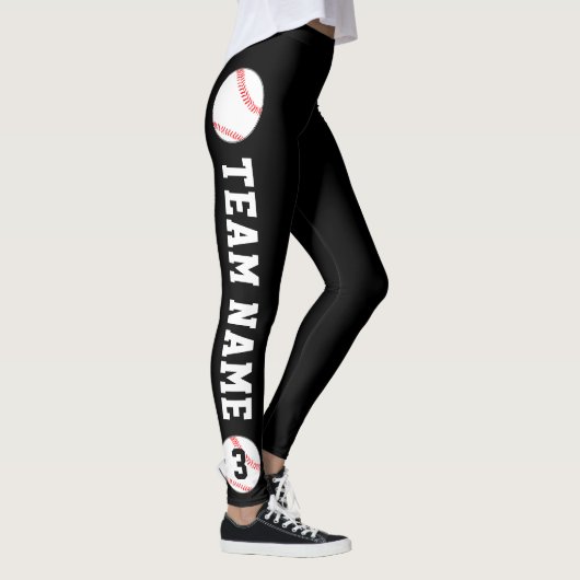Name des Baseball-Teams und Spielernummer Leggings (Rechts)