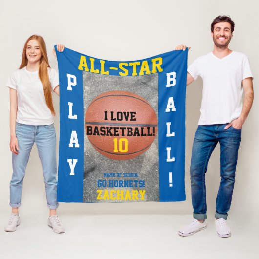 Name des Basketball Medium Blue Mannschaftsnamens Fleecedecke (Beispiel)