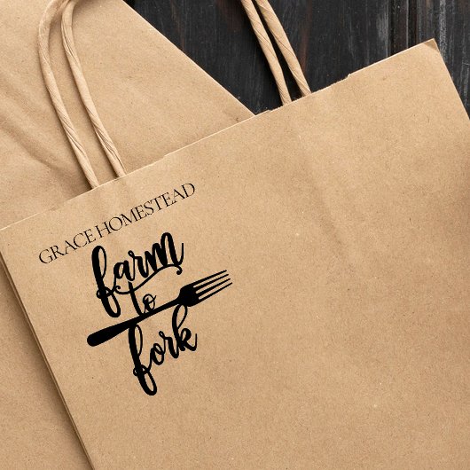 Name des Bauern "Bauernhof auf Gabel" Gummistempel