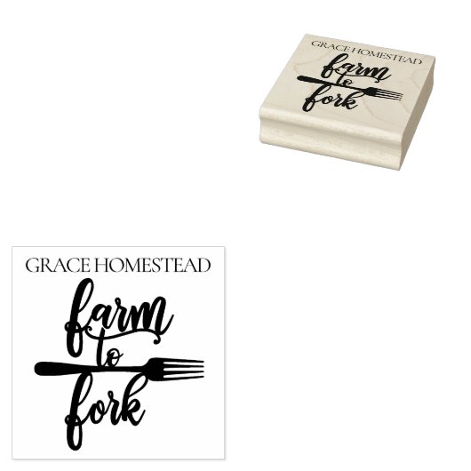 Name des Bauern "Bauernhof auf Gabel" Gummistempel (Stempel)