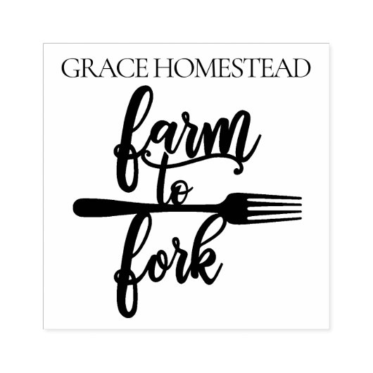 Name des Bauern "Bauernhof auf Gabel" Gummistempel (Prägung)