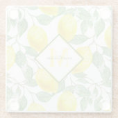 Name des Baummusters und Monogramm des Wasserfarbm Glasuntersetzer (Rückseite)