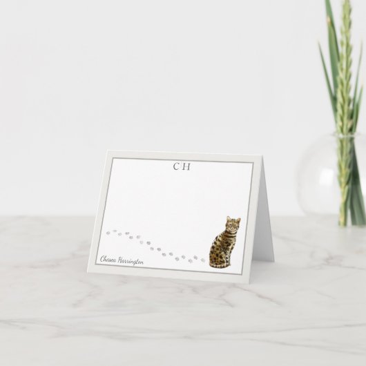 Name des bengalischen katzengrauen Monogramms Dankeskarte (Vorderseite)