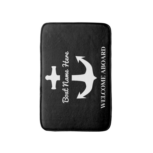 Name des benutzerdefinierten Ankerbootes Schwarzes Badematte (Vorderseite Vertikal)