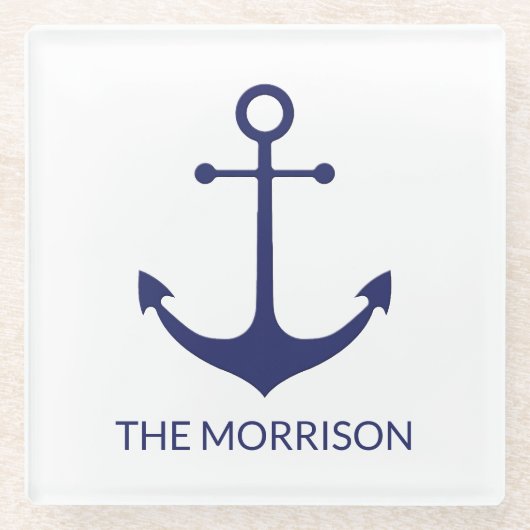 Name des benutzerdefinierten Bootes nautischer Ank Glasuntersetzer (Vorderseite)