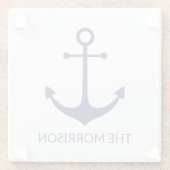 Name des benutzerdefinierten Bootes nautischer Ank Glasuntersetzer (Rückseite)