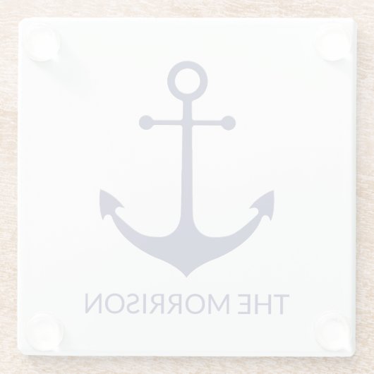 Name des benutzerdefinierten Bootes nautischer Ank Glasuntersetzer (Rückseite)