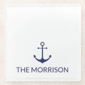 Name des benutzerdefinierten Bootes nautischer Ank Glasuntersetzer (Vorderseite)