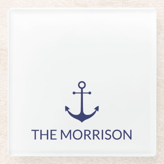 Name des benutzerdefinierten Bootes nautischer Ank Glasuntersetzer (Vorderseite)
