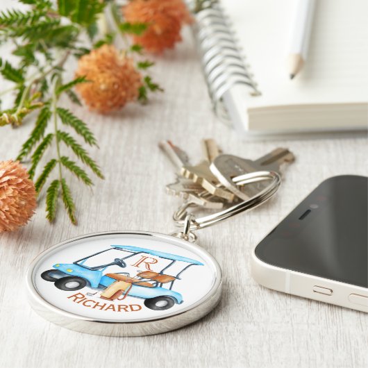 Name des benutzerdefinierten Cart Clubs Monogram Schlüsselanhänger (Seite)