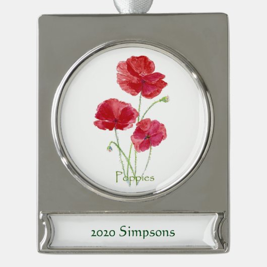 Name des benutzerdefinierten Datums Blume der Wass Banner-Ornament Silber (Vorderseite)