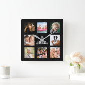 Name des benutzerdefinierten Fotos für die Collage Quadratische Wanduhr (Zuhause)