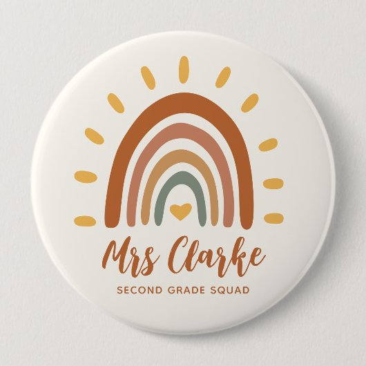 Name des benutzerdefinierten Lehrers Boho Rainbow  Button (Vorderseite)