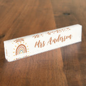 Name des benutzerdefinierten Lehrers Boho Rainbow Namensplakette (Seite)