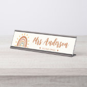 Name des benutzerdefinierten Lehrers Boho Rainbow  Schreibtischnamensplakette (Vorderseite )