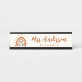 Name des benutzerdefinierten Lehrers Boho Rainbow  Schreibtischnamensplakette (Vorderseite )