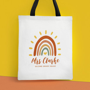 Name des benutzerdefinierten Lehrers Boho Rainbow Tragetasche