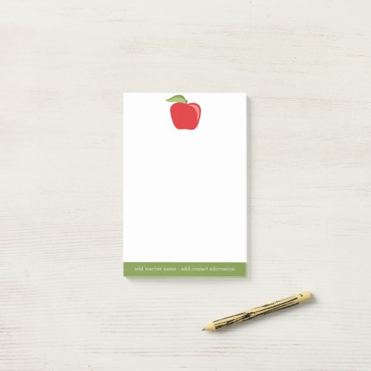 Name des benutzerdefinierten Lehrers mit modernem Post-it Klebezettel (Auf Schreibtisch)