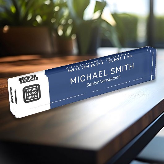 Name des benutzerdefinierten Logos Eleganblau Namensplakette
