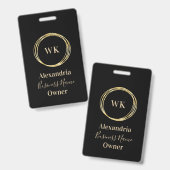 Name des benutzerdefinierten Monogram Black Gold E Ausweis (Vorder- & Rückseite)
