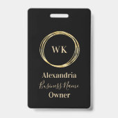 Name des benutzerdefinierten Monogram Black Gold E Ausweis (Rückseite)