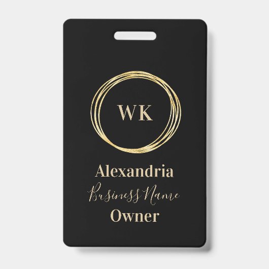 Name des benutzerdefinierten Monogram Black Gold E Ausweis (Vorderseite)