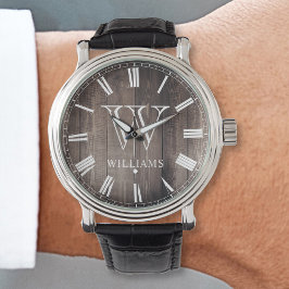Name des benutzerdefinierten Monogramms Rustikaler Armbanduhr