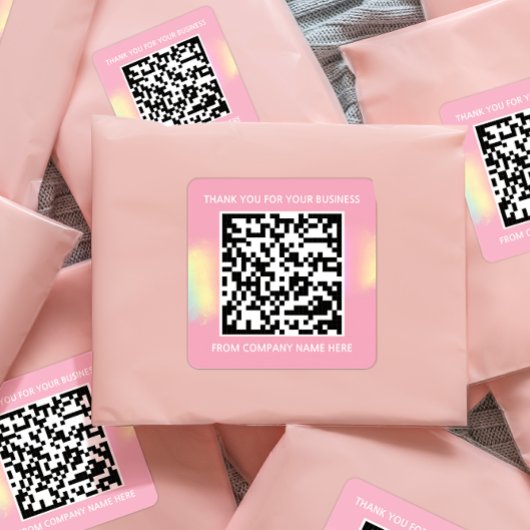 Name des benutzerdefinierten QR-Logos Danke, Pink Quadratischer Aufkleber