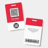 Name des benutzerdefinierten Red Employee Qr-Code- Ausweis (Vorder- & Rückseite)