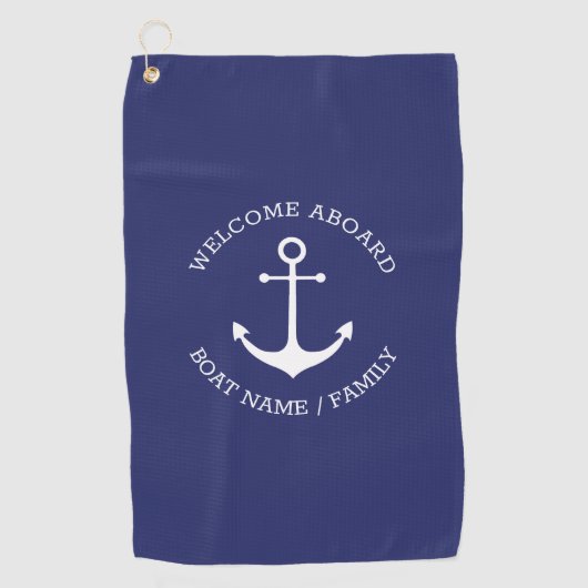 Name des benutzerdefinierten Schiffes Willkommen a Golfhandtuch (Vorderseite)