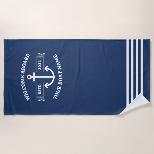 Name des benutzerdefinierten Schiffes Willkommen a Strandtuch (Vorderseite)
