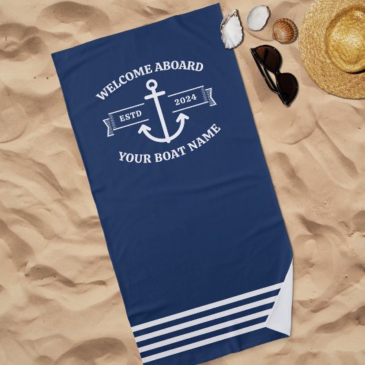 Name des benutzerdefinierten Schiffes Willkommen a Strandtuch
