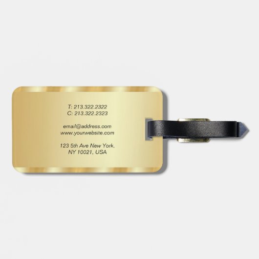 Name des benutzerdefinierten Skripts in Gold Look Gepäckanhänger (Rückseite horizontal)