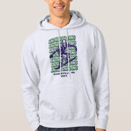 Name des benutzerdefinierten Snowboardungsortes Hoodie (Vorderseite)