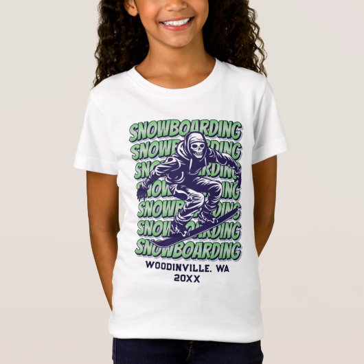 Name des benutzerdefinierten Snowboardungsortes T-Shirt (Vorderseite)